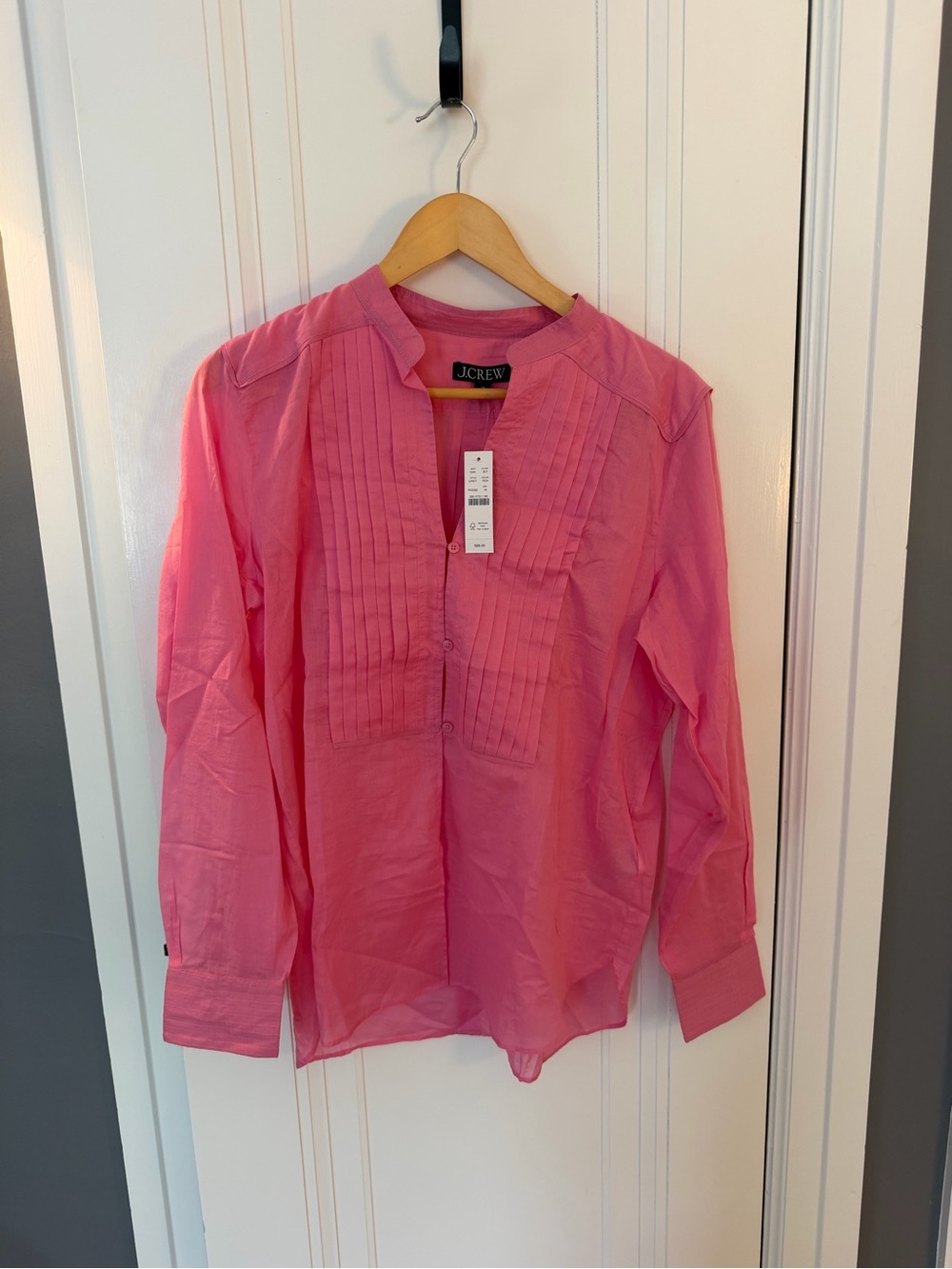 NWT J. Crew Hot Pink Lightweight Long Sleeve Blouse, 100% Cotton
